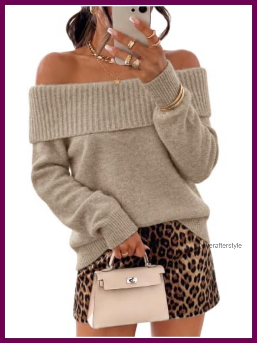 Off Shoulder Sweater Batwing Sleeve Oversized Pullover Fall Winter Top